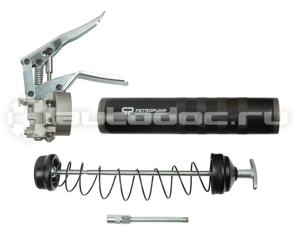 PETROPUMP Шприц пистолетного типа для смазки 500см3, 1/8" BSPT, 130 бар, стальная трубка с насадкой, 1,3 г/ход