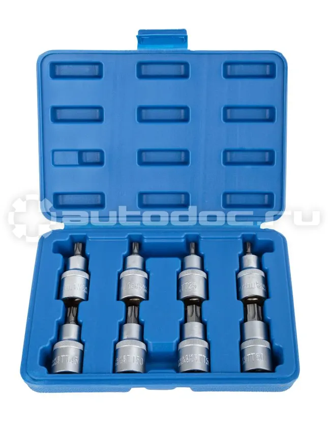 VERTUL Набор головок со вставкой TORX с отверстием 1/2", длина 55 мм, 8 пр.