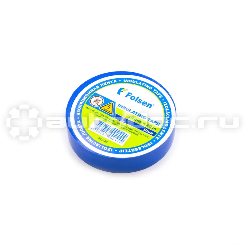 FOLSEN Лента изоляционная 19 мм x20 м толщина 0,18 мм ПВХ синяя от -18C до +105C  Premium 012102